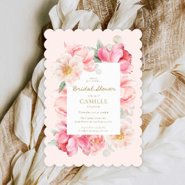 Elegante Invitación de ducha de novias con flores 