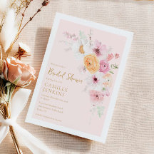 Elegante Invitación de ducha de novias con flores