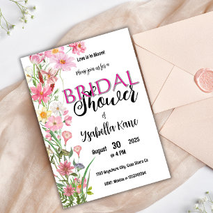 Elegante Invitación de ducha de novias con flores 