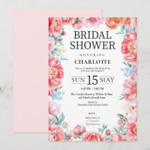Elegante Invitación de ducha de novias con flores 
