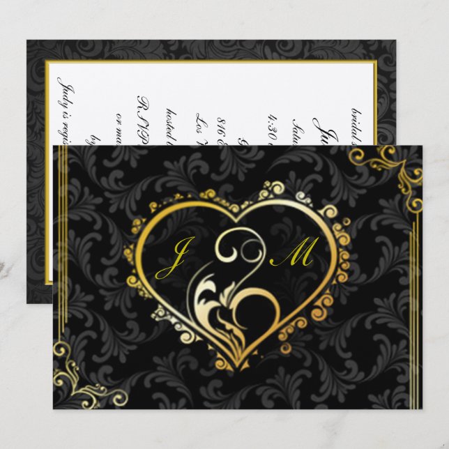Elegante Invitación de ducha de novias con monogra (Anverso / Reverso)