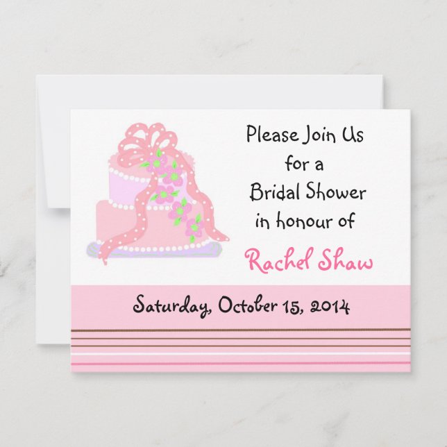 Elegante Invitación de ducha de novias con pastele (Anverso)