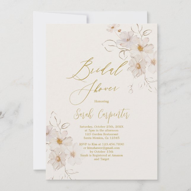 Elegante Invitación de ducha de novias doradas (Anverso)