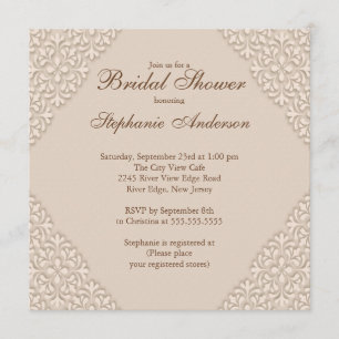 Elegante invitación de ducha matrimonial Damasco m