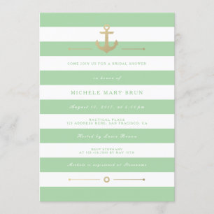 Elegante Invitación de ducha Náutica con estampado