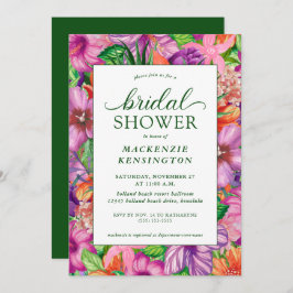 Elegante Invitación de ducha tropical floral nupci