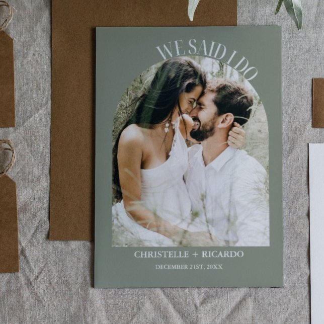 Elegante invitación de Elopement Green Arch Sage (Subido por el creador)