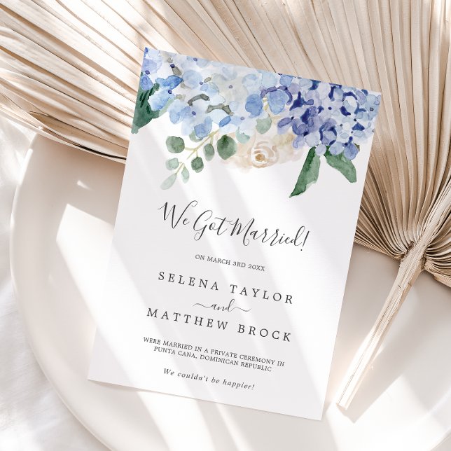 Elegante Invitación de Elopement Hydrangea Azul (Subido por el creador)