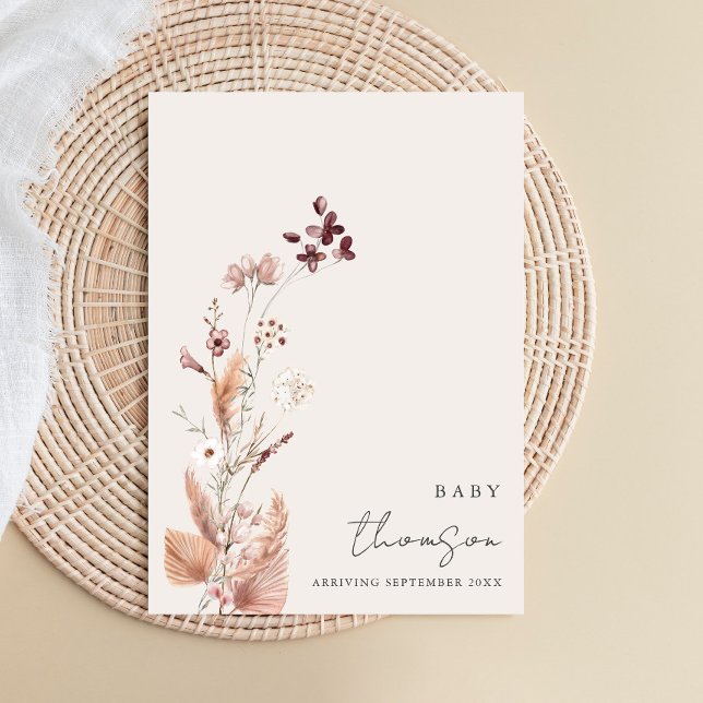 Elegante Invitación de Embarazo Floral Boho (Subido por el creador)