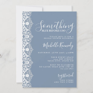 Elegante Invitación de Encaje Azul para Despedida