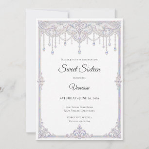 Elegante Invitación de Encaje Irisado para Sweet 1