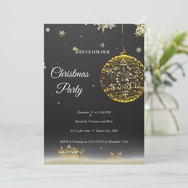 Elegante invitación de estrellas negras secuenciad (Anverso de pie)