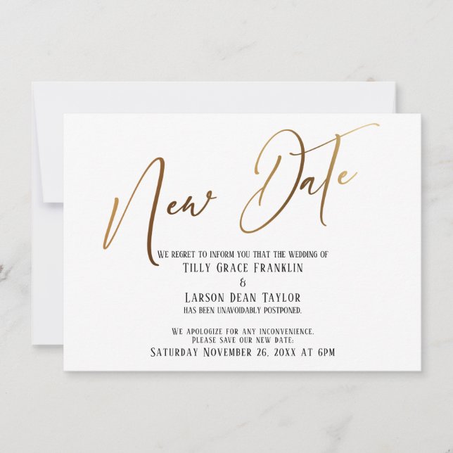 Elegante Invitación de fecha nueva de escritura a  (Anverso)