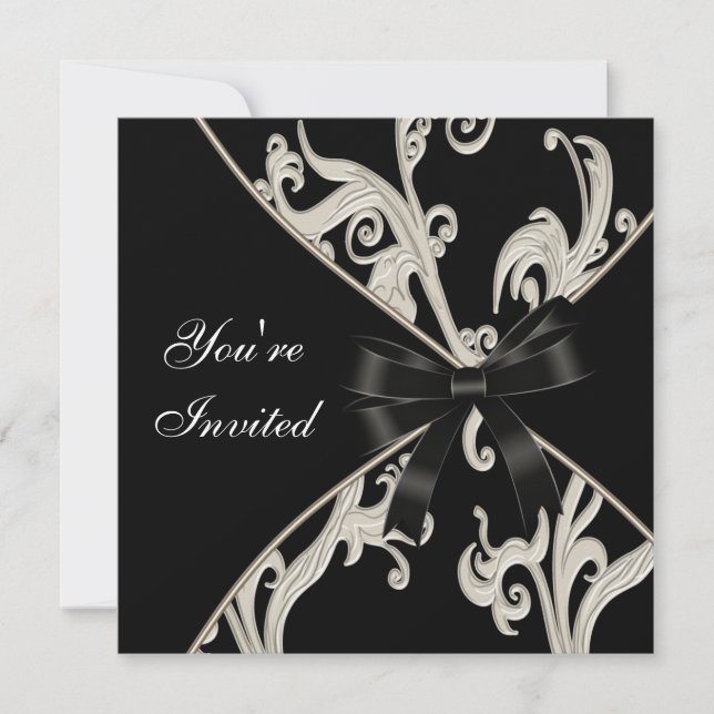 Elegante Invitación de Fiesta con Remolino de Crem (Anverso)