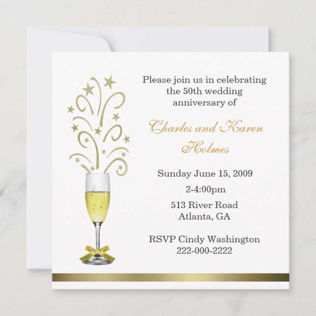 Elegante Invitación de Fiesta de Aniversario de Bo (Anverso)