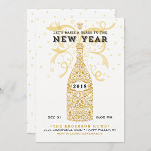 Elegante invitación de fiesta de Año Nuevo 2018