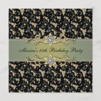 Elegante Invitación de Fiesta de Camuflaje