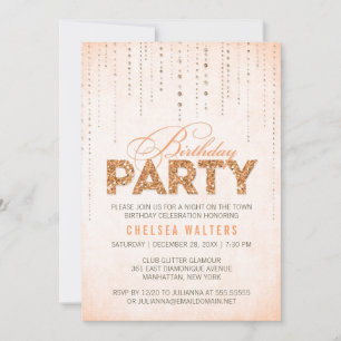 Elegante invitación de fiesta de cumpleaños de Pur