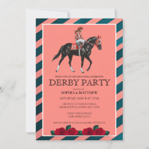 Elegante invitación de fiesta de Derby con arte de