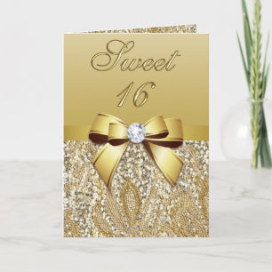 Elegante Invitación de Fiesta de Dulce de Oro