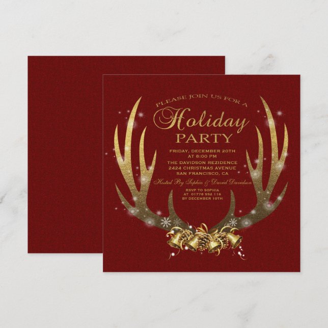 Elegante invitación de fiesta de feriado de Reliev (Anverso / Reverso)