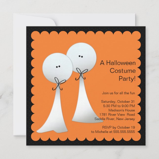 Elegante invitación de fiesta de Halloween fantasm (Anverso)