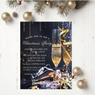 Elegante invitación de fiesta de Navidad con copa