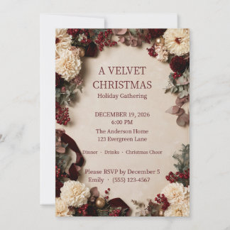 Elegante invitación de fiesta de Navidad con dalia