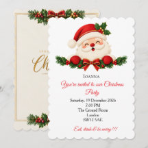Elegante invitación de fiesta de Navidad de Santa