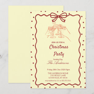 Elegante invitación de fiesta de Navidad en burgun