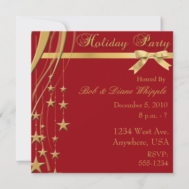 Elegante invitación de fiesta de vacaciones (Anverso)