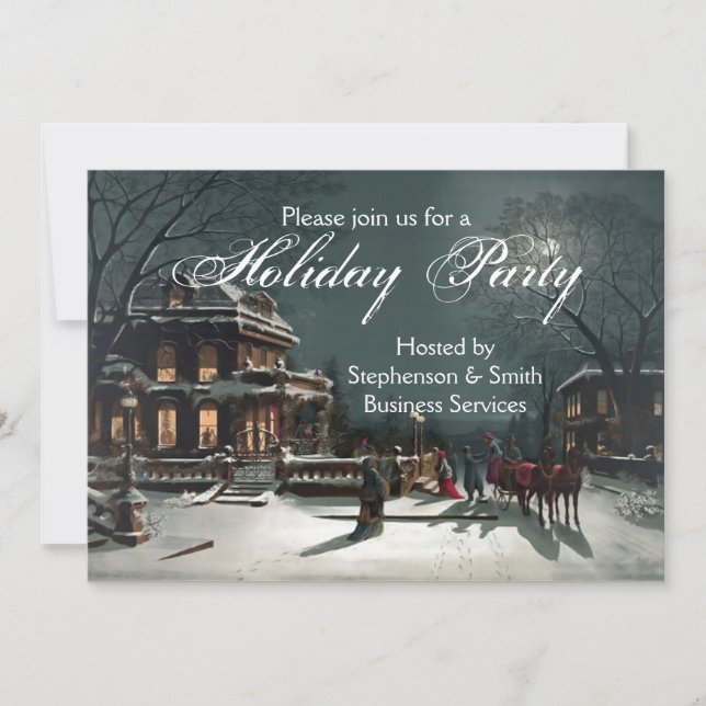 Elegante invitación de fiesta de vacaciones vintag (Anverso)