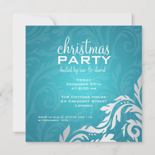 Elegante invitación de fiesta florida rápidamente  (Anverso)