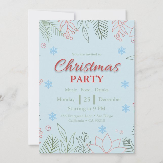 Elegante Invitación de Fiesta Navideña Festiva (Anverso)