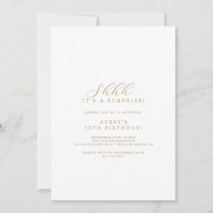 Elegante invitación de fiesta sorpresa con guión d