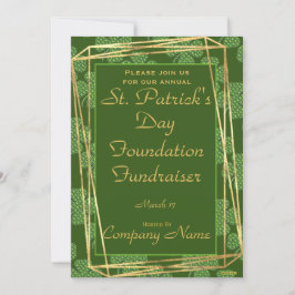 Elegante Invitación de Fiesta Verde y Oro San Patr