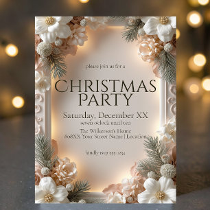 Elegante Invitación de Floral de Invierno en 3D pa
