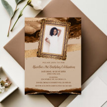 Elegante invitación de foto de agate marrón