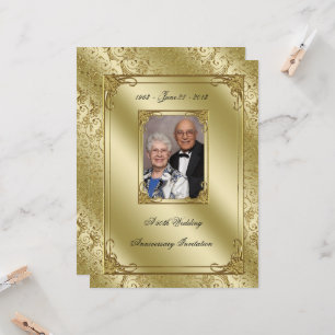 Elegante Invitación de Foto de Aniversario de Boda