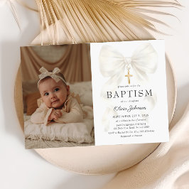 Elegante Invitación de Foto de Bautizo de Niña con