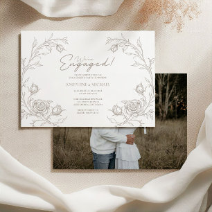 Elegante invitación de foto de fiesta de compromis