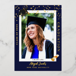Elegante Invitación de foto de graduación azul de 