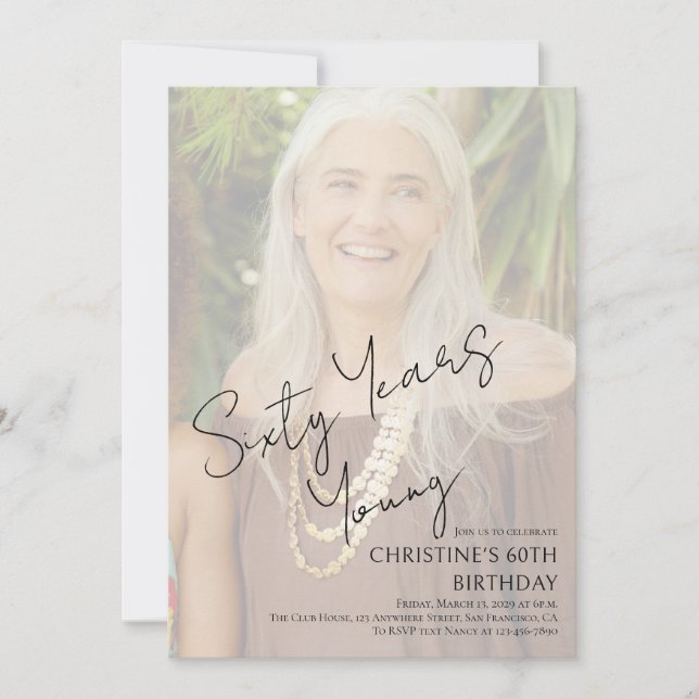 Elegante Invitación de Foto para Cumpleaños Sesent (Anverso)
