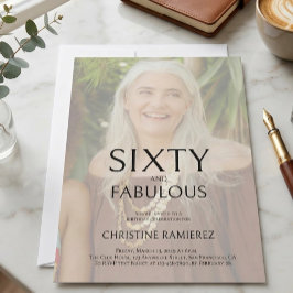 Elegante Invitación de Foto para Cumpleaños Sesent