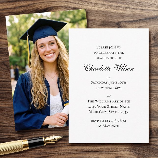 Elegante Invitación de Foto para Fiesta de Graduac (Subido por el creador)
