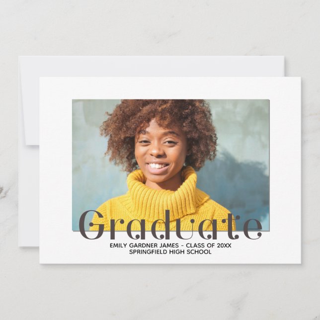 Elegante Invitación de fotografía con carta de gra (Anverso)