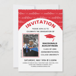 Elegante invitación de fotografía de graduado rojo