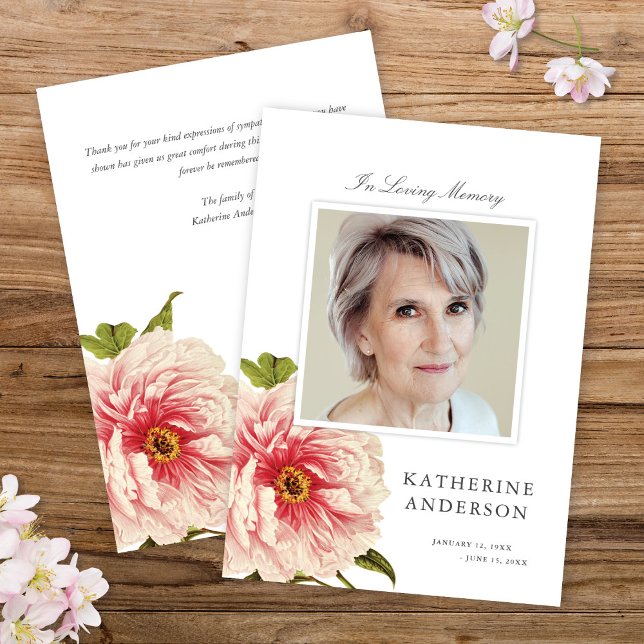 Elegante Invitación de fotografía de memoria flora (Subido por el creador)