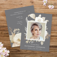 Elegante Invitación de fotografía de memoria flora