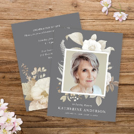 Elegante Invitación de fotografía de memoria flora
